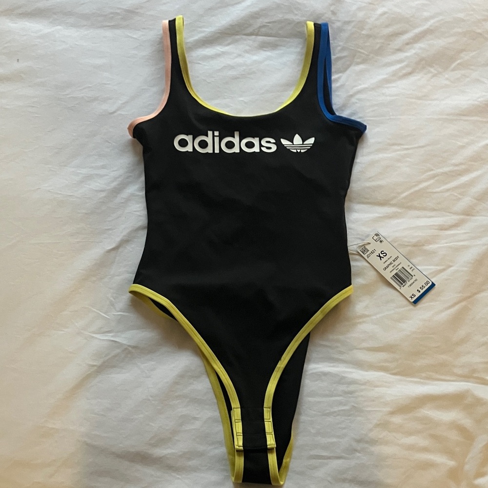Adidas Black Bodysuit with Multicolor Accents - Picture 2 of 9